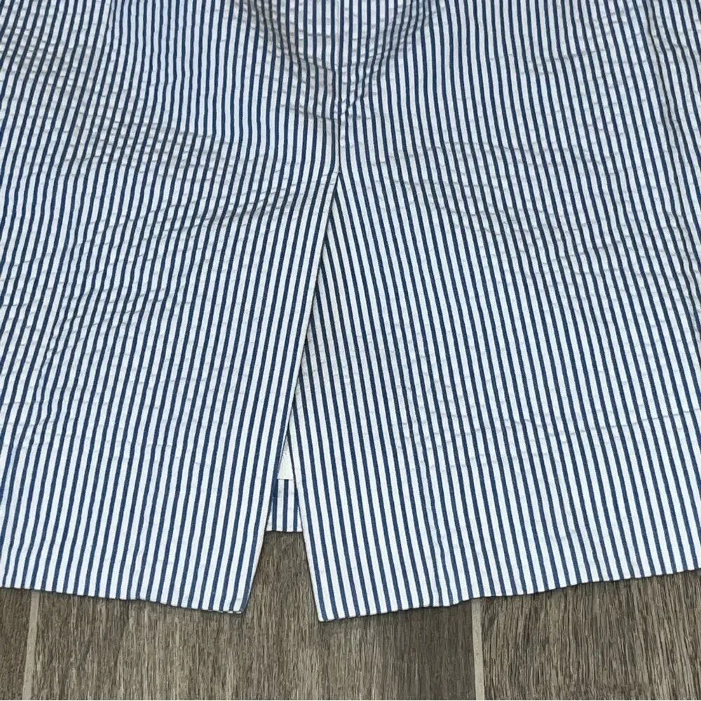 J. Crew Blue & White Striped Seersucker Pencil Skirt